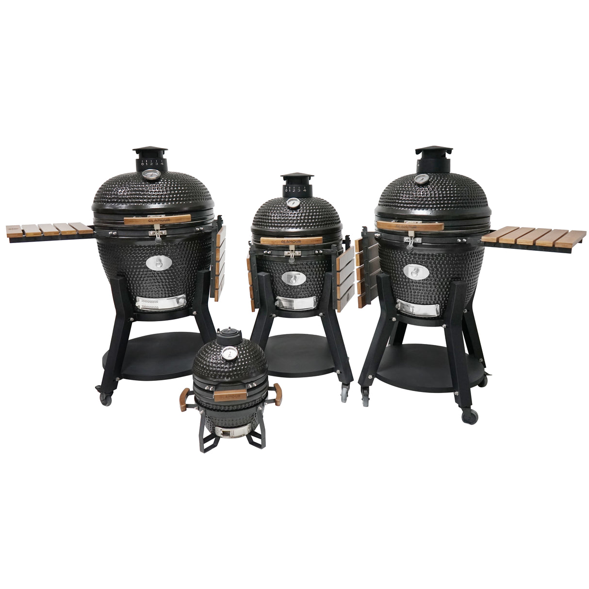 GLB2400HN - GLAMOUR KAMADO 24" AU CHARBON, CONST. EN CÉRAMIQUE NOIR