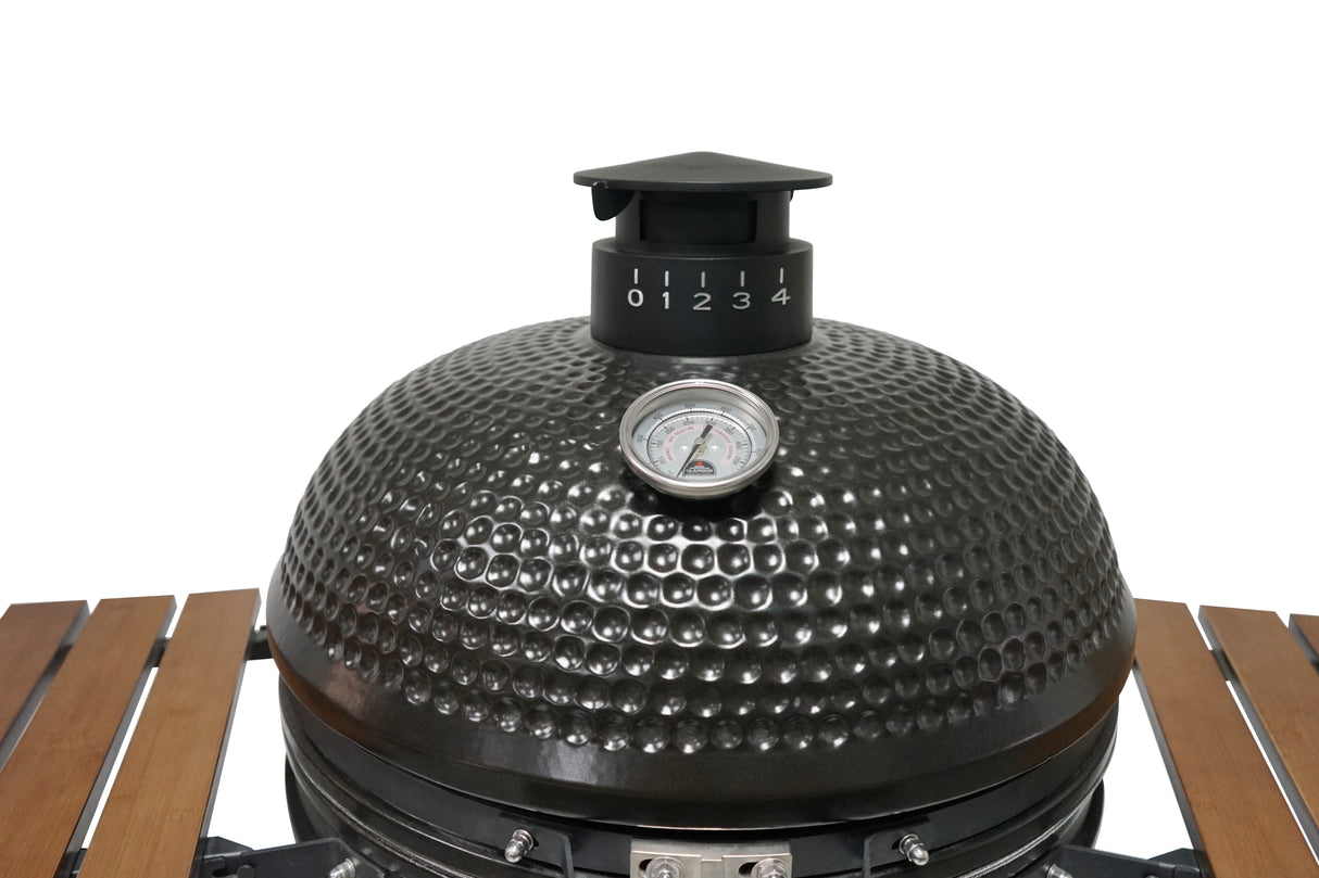 GLB1800HN - GLAMOUR KAMADO 18" AU CHARBON, CONST. EN CÉRAMIQUE NOIR