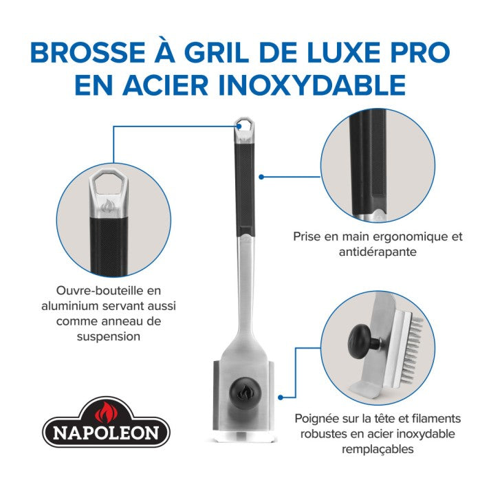 GABR007 - Brosse pour gril en acier inoxydable, qualité supérieure