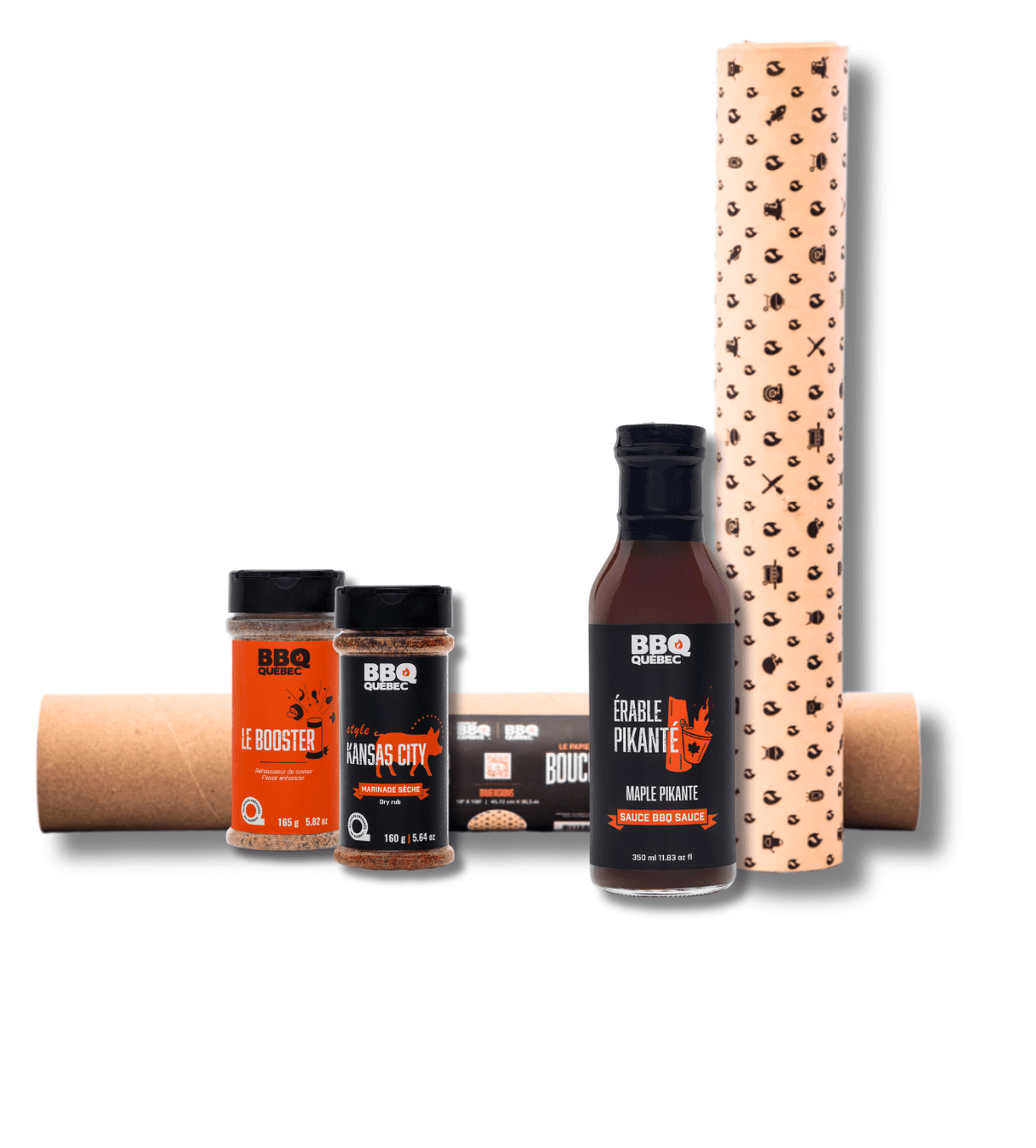 Ensemble Recette Secrète de Côtes Levées Parfaites(Papier de Boucher, Épice Kansas, Rehausseur Booster, Sauce Érable Pikante) - BBQ Québec