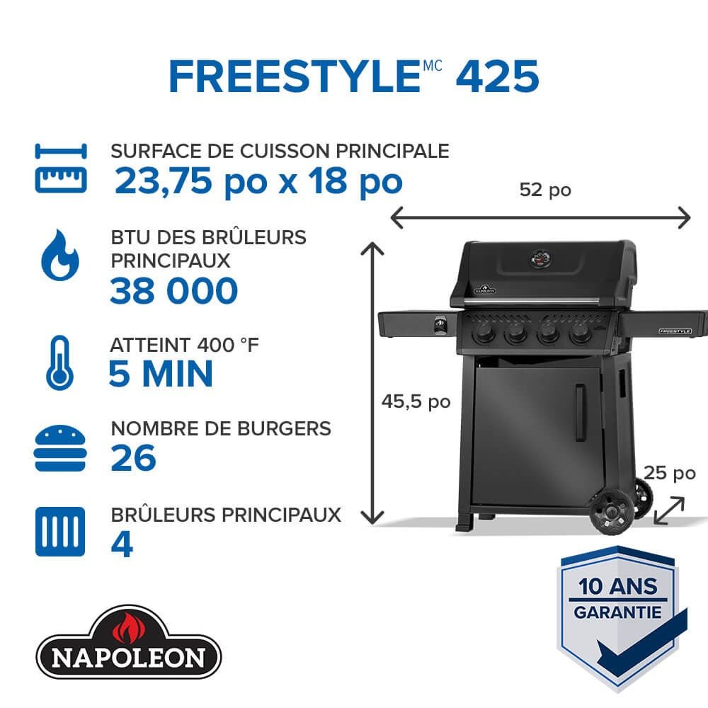 F425DNMK - 1 - Napoleon - Freestyle 425 noir mat - GN - BBQ Québec