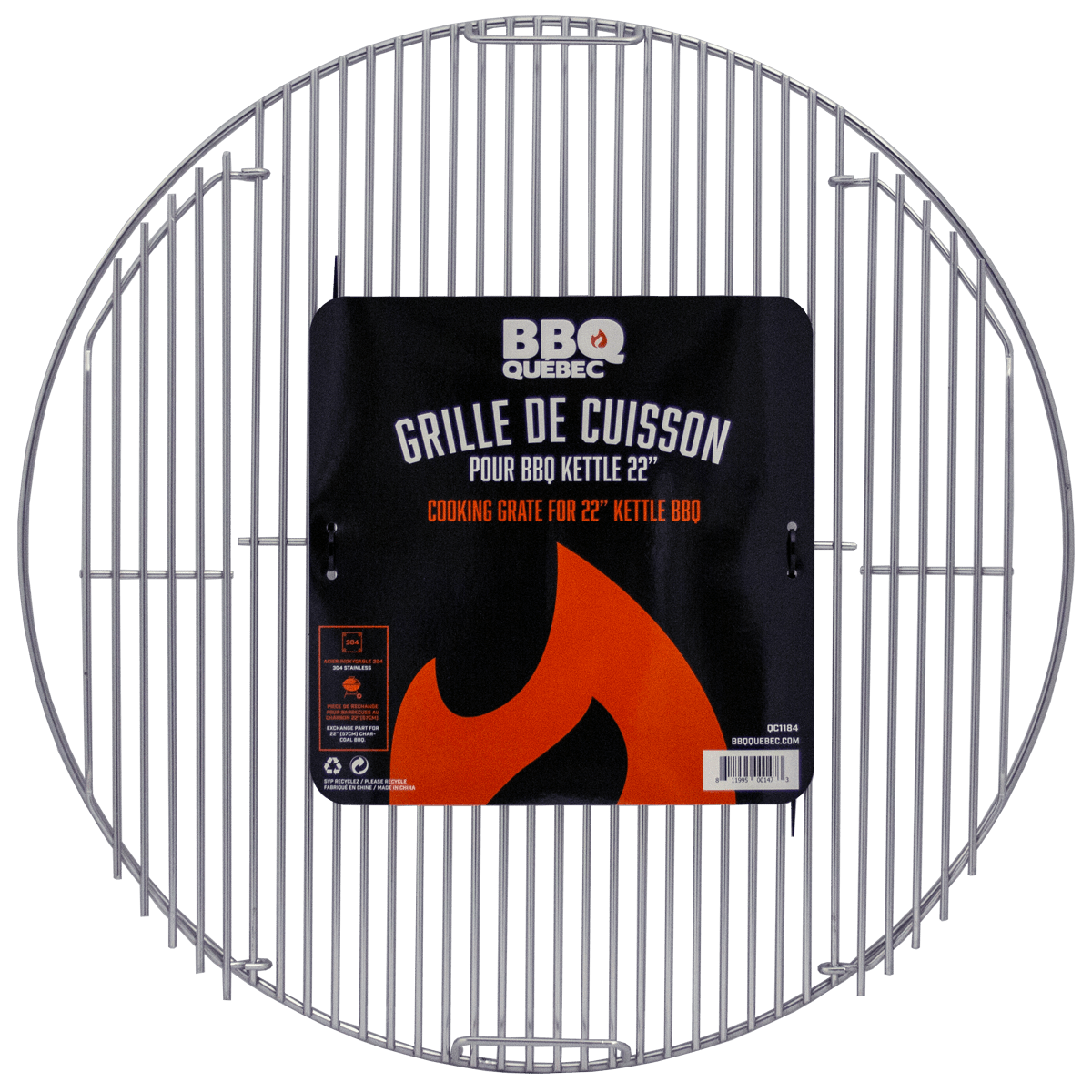 Grille en acier inoxydable 304 pour Kettle 22" - BBQ Québec