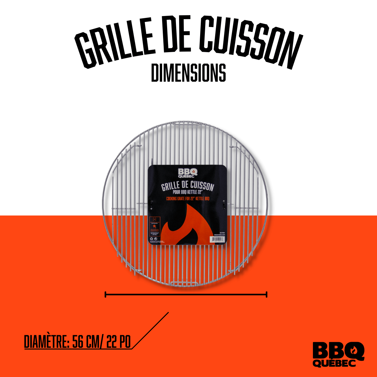 Grille en acier inoxydable 304 pour Kettle 22" - BBQ Québec