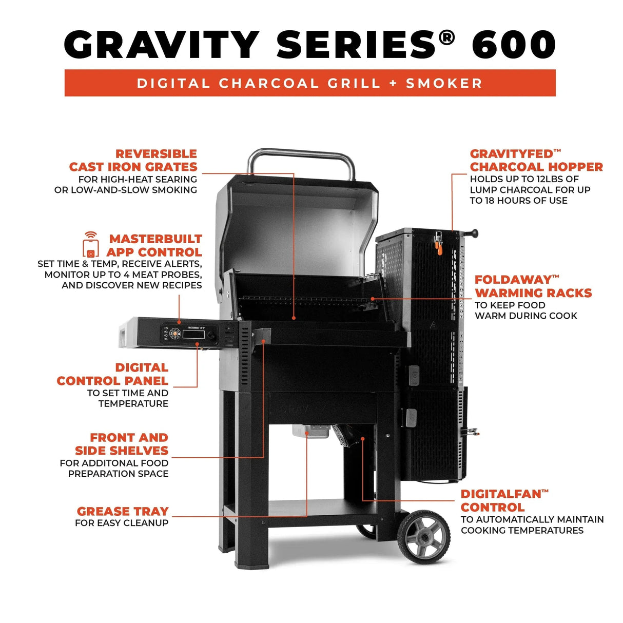 MB20041023 - Gravity Series 600 Digital Charcoal Grill + Smoker - BBQ Québec