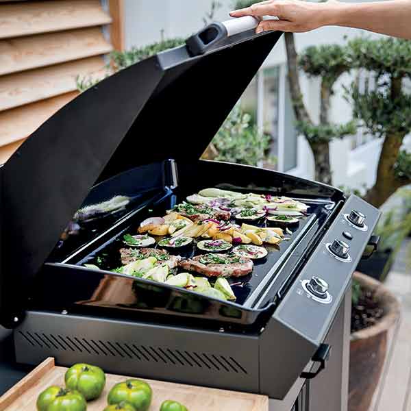 Plancha BERGERAC 3000 3 feux gaz en fonte émaillée - Châssis acier Gris cargo - 531732704801 - BBQ Québec