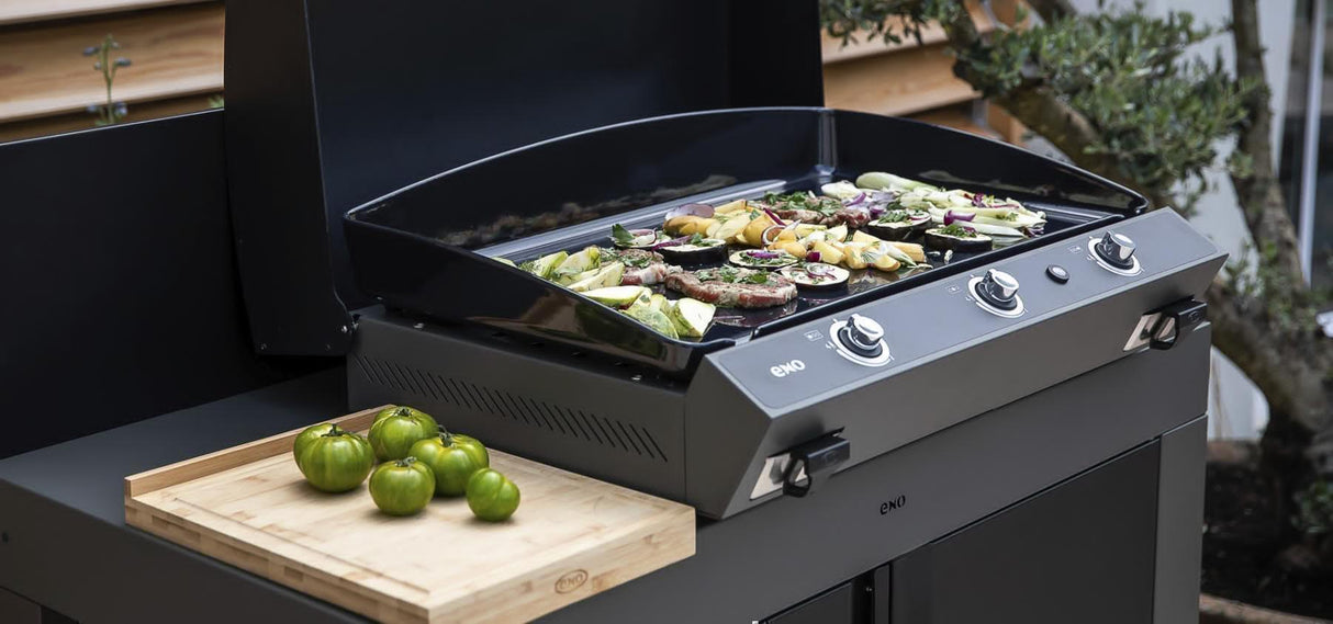 Plancha BERGERAC 3000 3 feux gaz en fonte émaillée - Châssis acier Gris cargo - 531732704801 - BBQ Québec