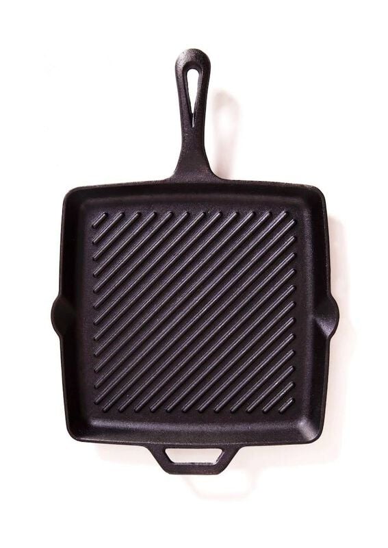 POELE EN FONTE 11 po carré avec rayure - SK11R - BBQ Québec