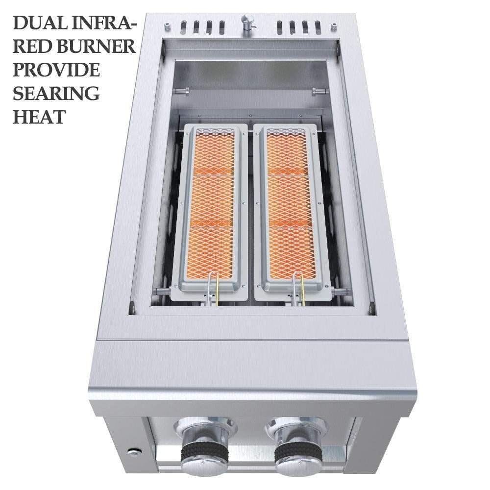 SUN13CPRO - LP – Brûleur compagnon Pro 13" avec grilles de cuisson, support à saveur et lumière d’accentuation DEL – propane - BBQ Québec