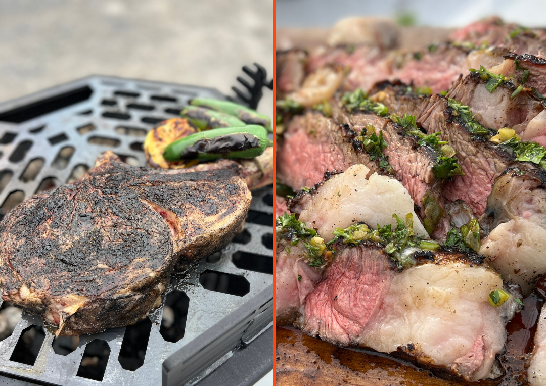 Mon fameux tomahawk tigré et son chimichurri