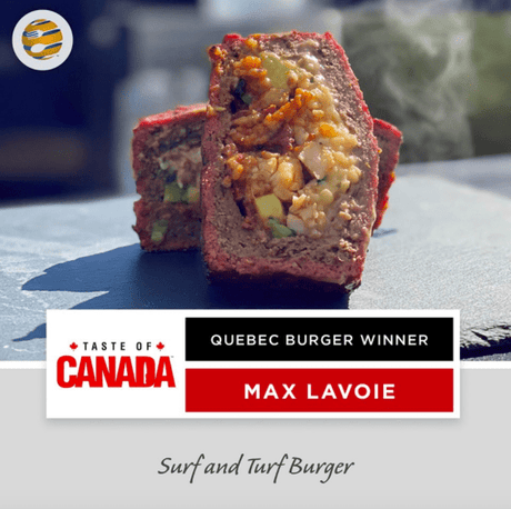 FÉLICITATIONS À MAX, NOTRE BBQ GURU QUI S'EST CLASSÉ EN PREMIÈRE PLACE POUR LE QUÉBEC, AU WORLD FOOD CHAMPIONSHIPS AVEC SON BURGER 'SURF & TURF'. - BBQ Québec