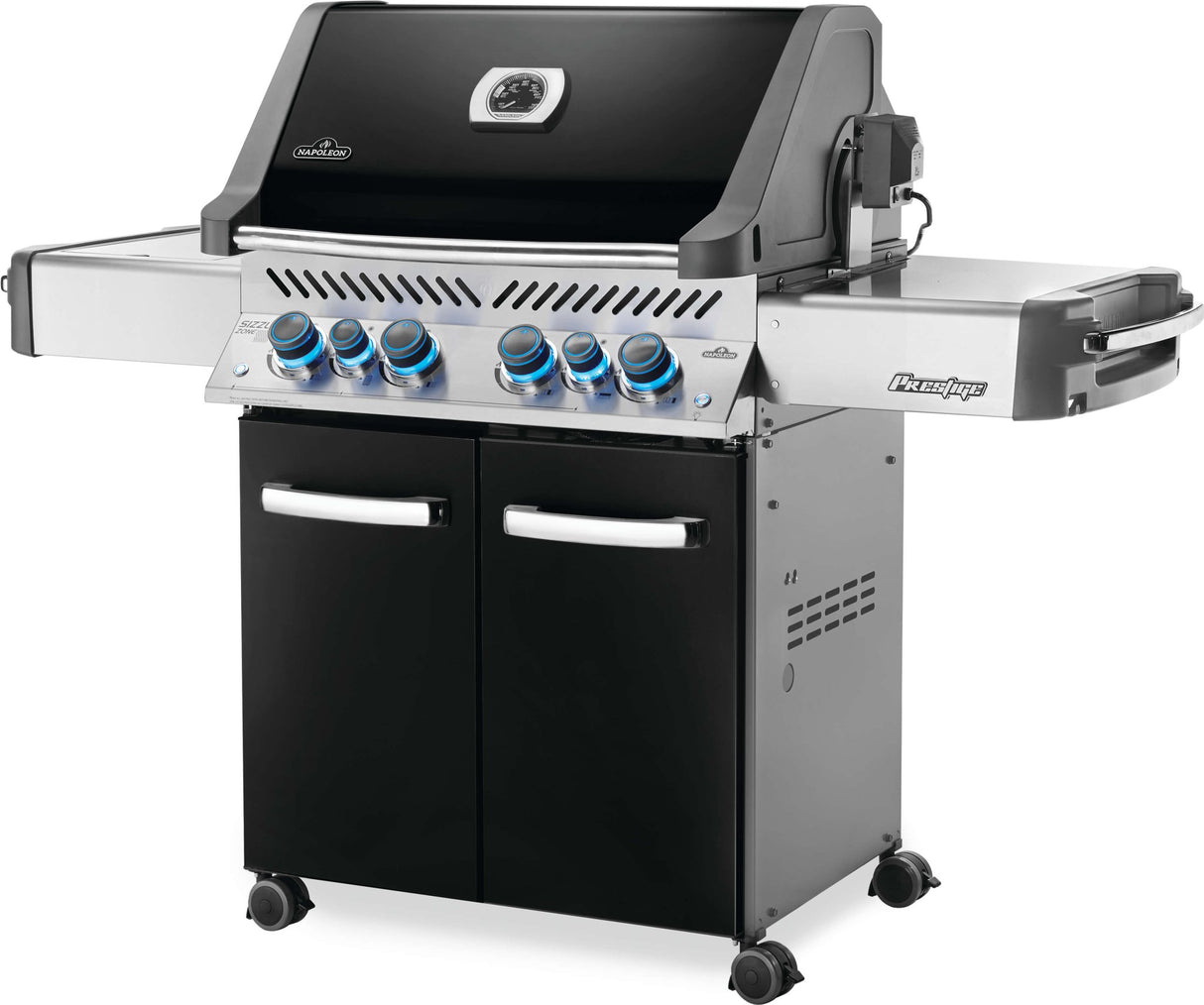 BBQ Napoleon Prestige 500 avec brûleurs arrière et latéral infrarouges noir - P500RSIB - BBQ Québec