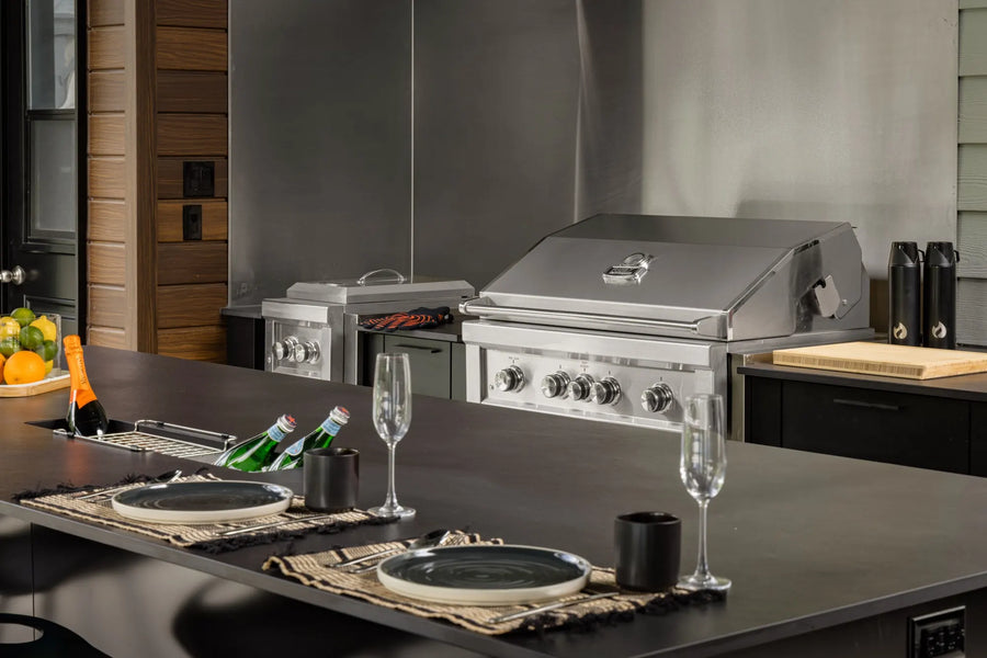 Comptoir dressé pour recevoir, plusieurs zones de cuisson