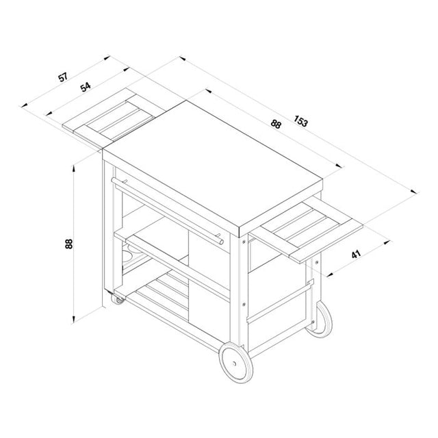 ENO - MOBILOT Chariot Bois et inox Desserte bois et plateau inox, 4 ro ...