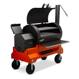 Fumoir aux granules YS1500S WiFi avec chariot de compétition orange Yoder Smokers - BBQ Québec