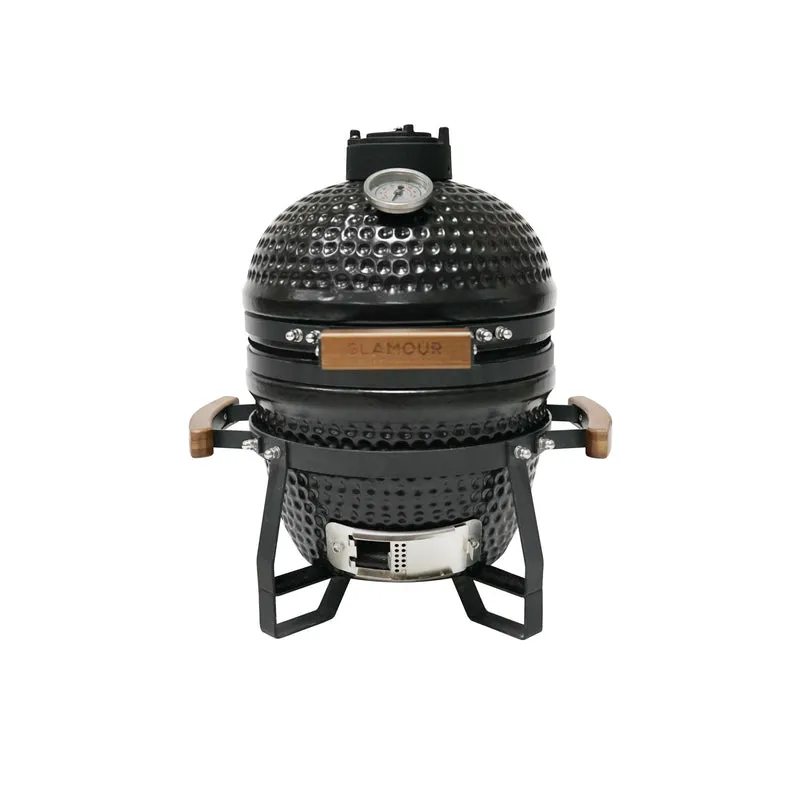 GLB1300HN - GLAMOUR KAMADO 13" AU CHARBO EN CÉRAMIQUE NOIR - BBQ Québec