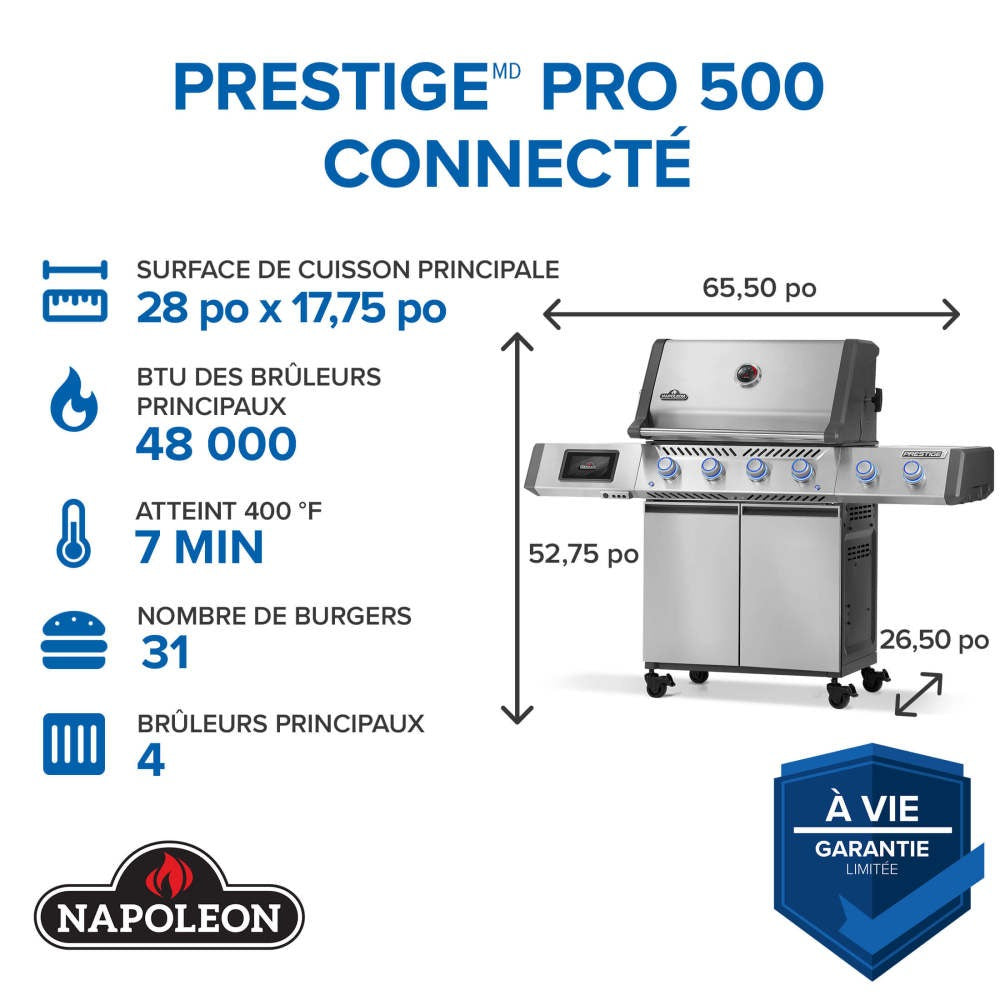 PRO500VXRSIBNSS - Gril Prestige PRO 500 au gaz naturel avec technologie intelligente