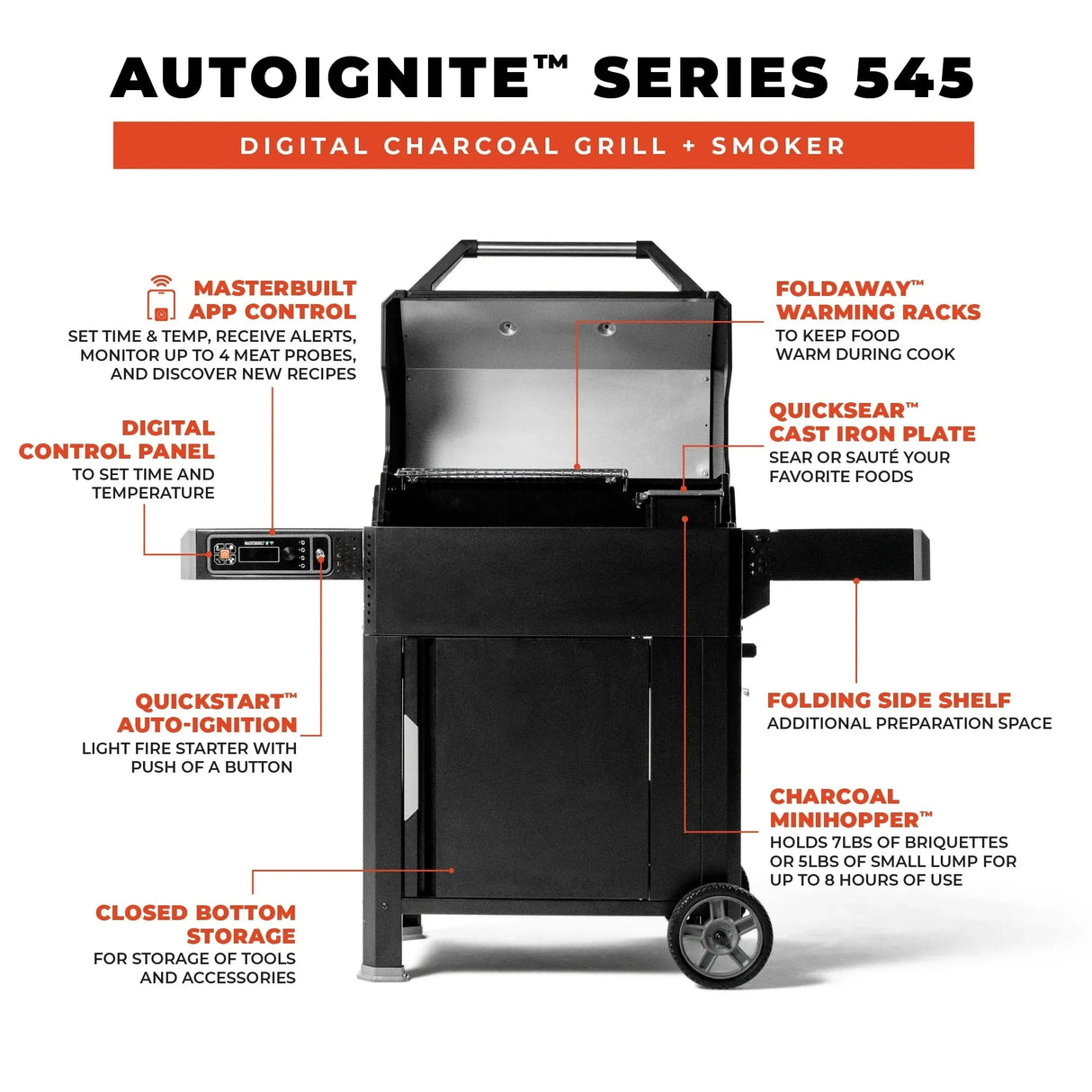 MB20041124 - AutoIgnite 545 Digital Charcoal Grill + Smoker - BBQ Québec