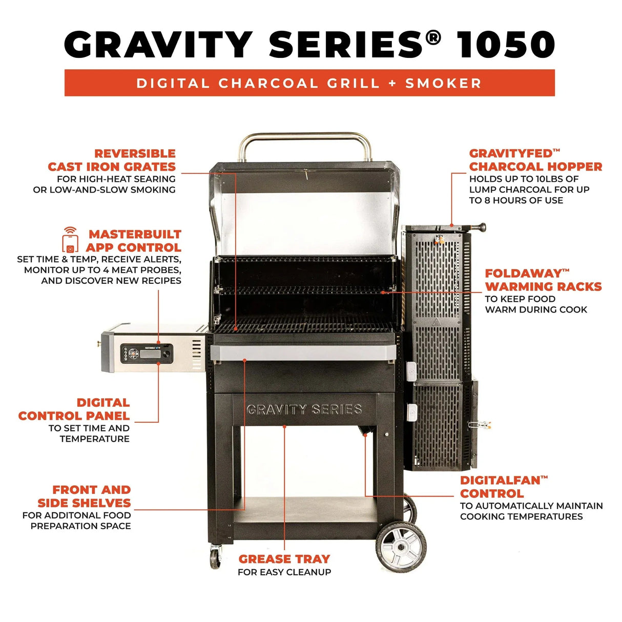 MB20041220 - Gravity Series 1050 Digital Charcoal Grill + Smoker - BBQ Québec