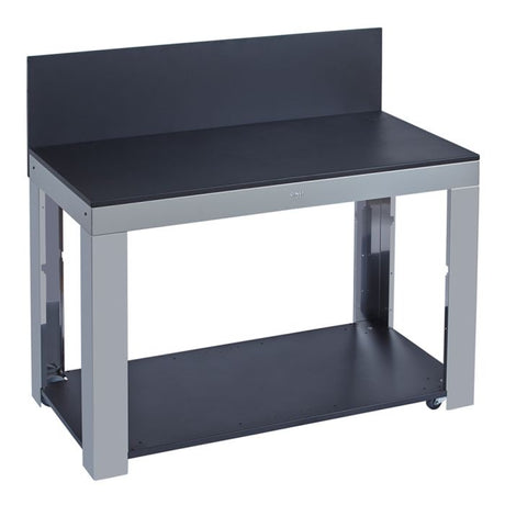 ENO - FELIX TABLE Stainless et noir Grand meuble inox et acier galvanisé noir - 4 roulettes - crédence - MIP12085