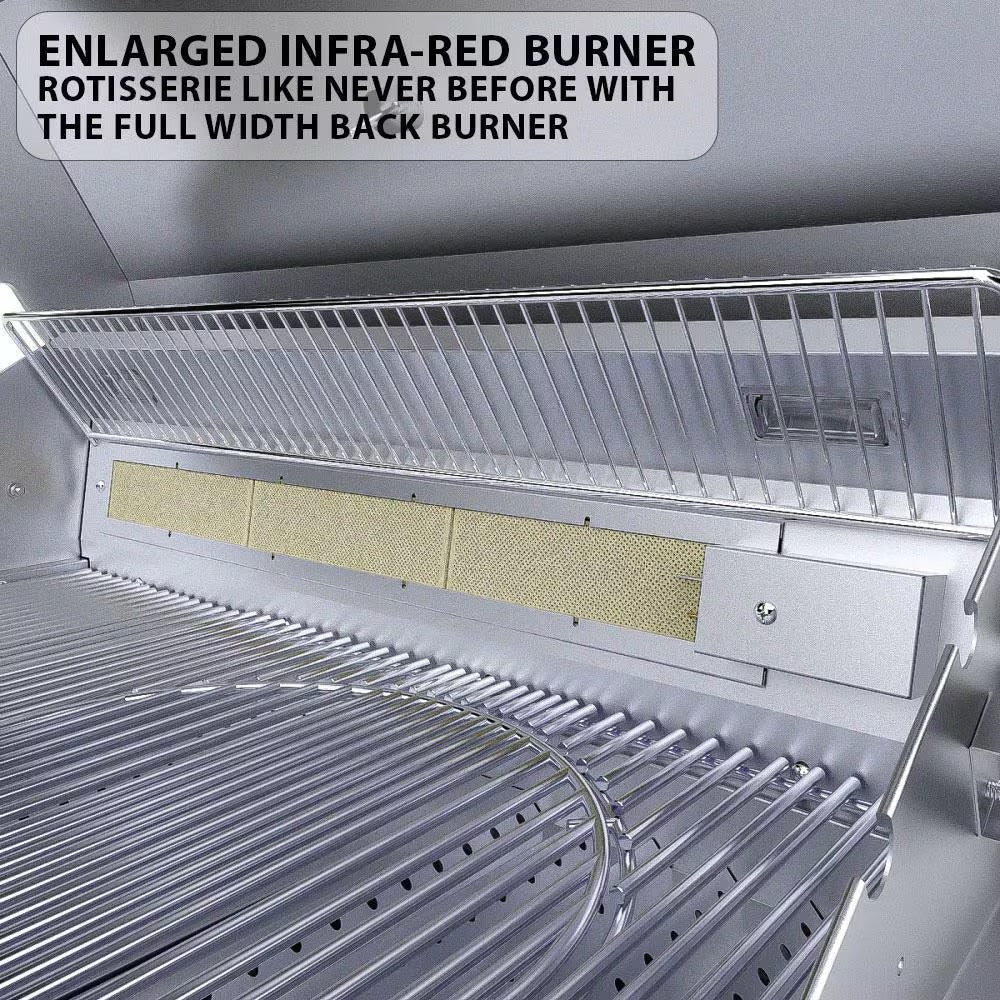 Ruby4BIR - NG – Ruby 36" à 4 brûleurs Pro - Sear avec brûleur infrarouge, moteur de rôtisserie, tige avec lumières DEL, grille de saisie haute température – gaz naturel - BBQ Québec