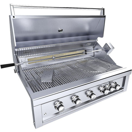 Ruby5BIR - LP – Ruby 42" à 5 brûleurs Pro - Sear avec brûleur infrarouge, moteur de rôtisserie, tige avec lumières DEL, grille de saisie haute température – propane - BBQ Québec