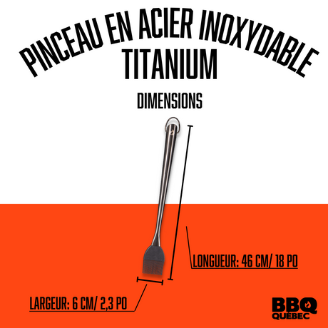 Pinceau à badigeonner en acier inoxydable de couleur titanium BBQ Québec