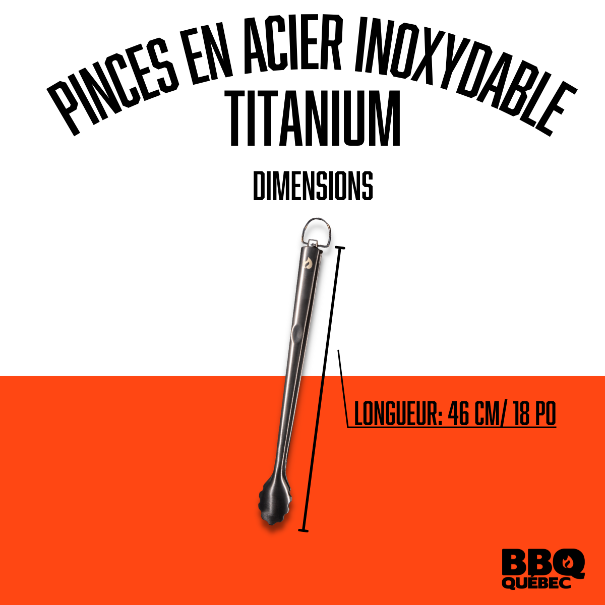 Pinces en acier inoxydable de couleur titanium BBQ Québec