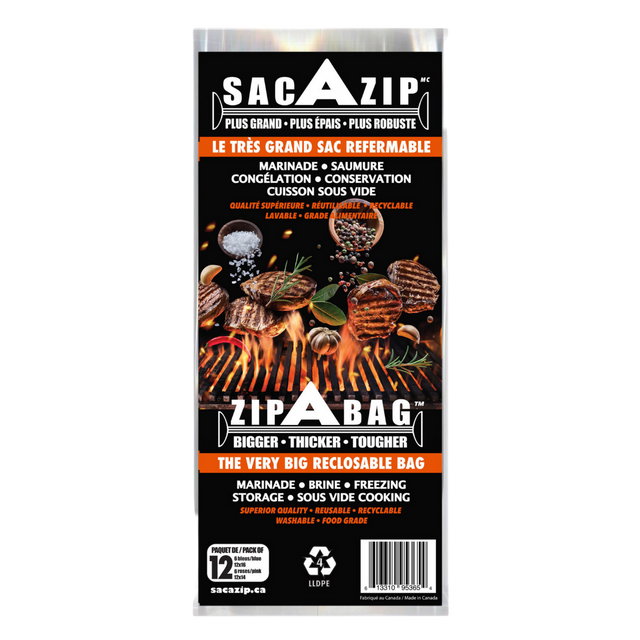 Sac AZip Paquet de 12 sacs par SacAZip vendu par BBQQUEBEC.com